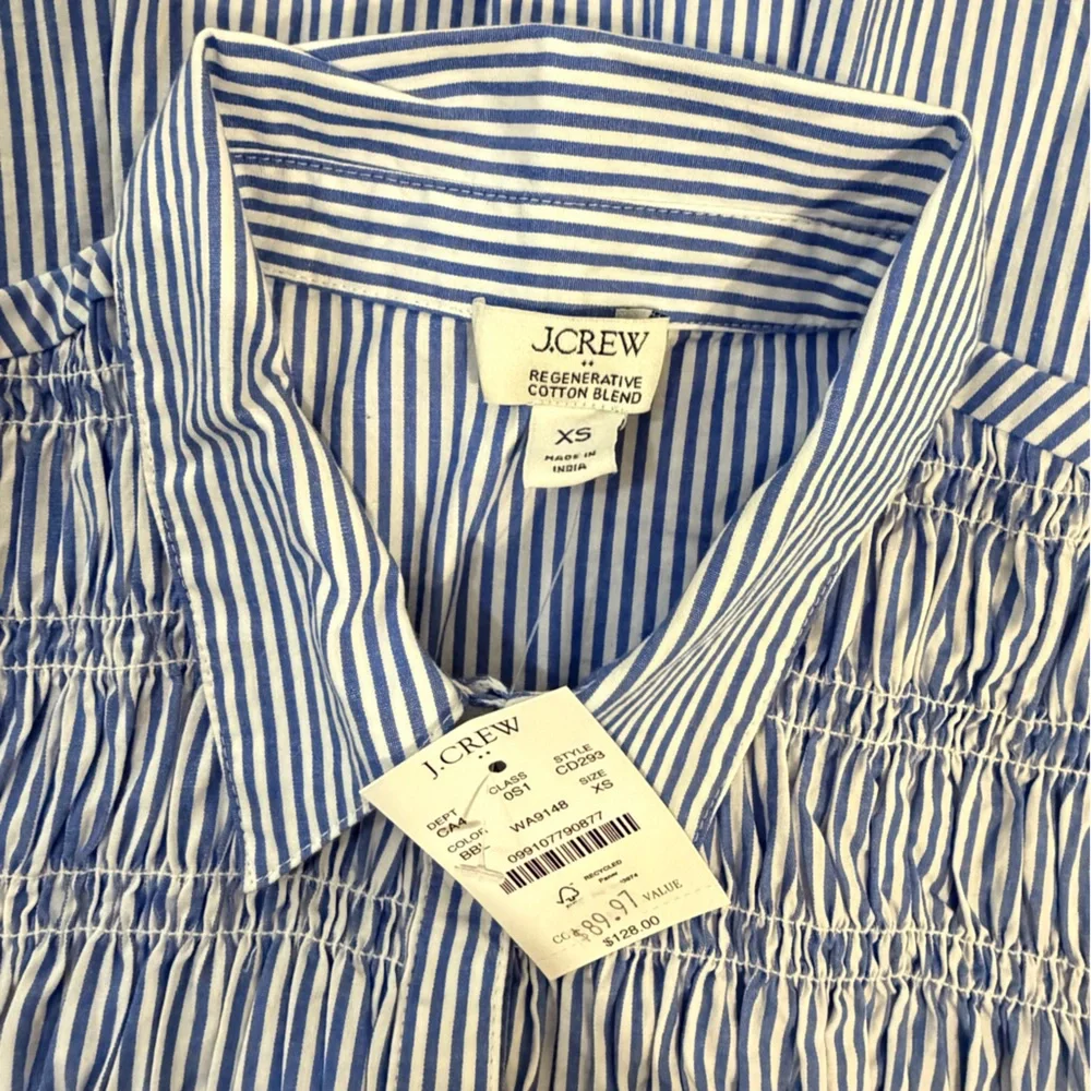 J. Crew Striped Smocked Shirt-Dress - Picture 3 of 5